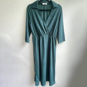 Mango Women’s Collar Green Flowing Dress Size 4